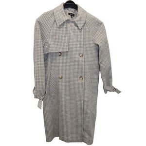 Gorgeous TOPSHOP Plaid Double Breasted Trench Coat Women's UK 10 EUR 38 US 6